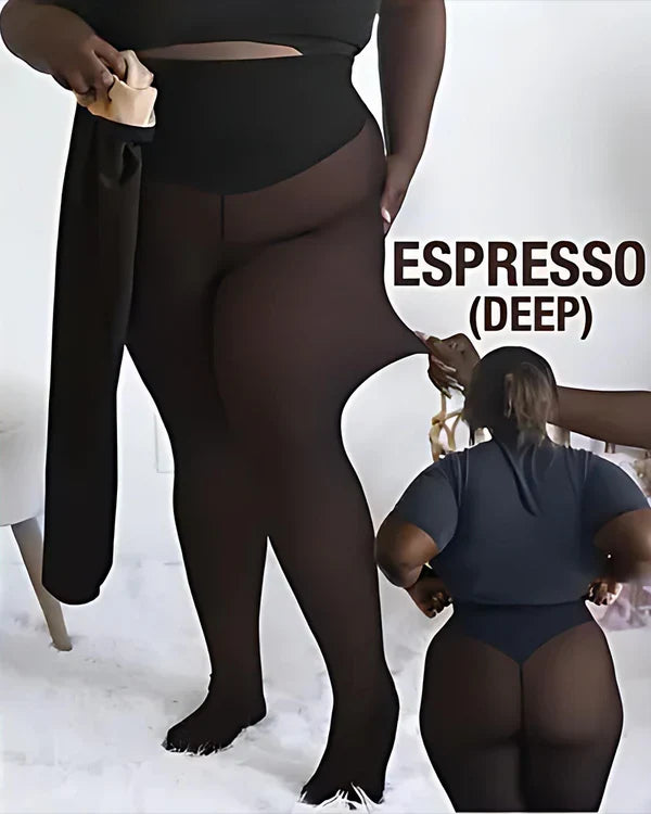 New Compression Band Model One-Seam Translucent Fleece Lined Tights