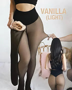 New Compression Band Model One-Seam Translucent Fleece Lined Tights