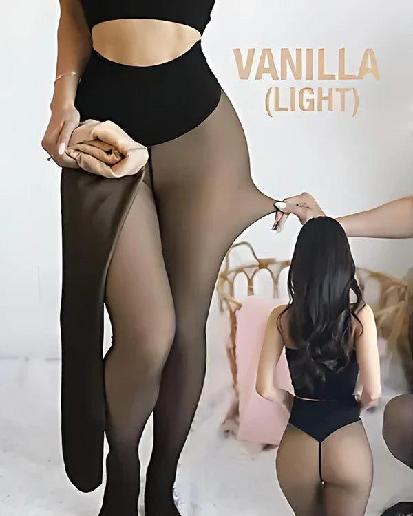 New Compression Band Model One-Seam Translucent Fleece Lined Tights